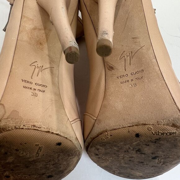 Giuseppe Zanotti Double Buckle Biker Peep Toe Booties Size 38 In Blush - Picture 4 of 7